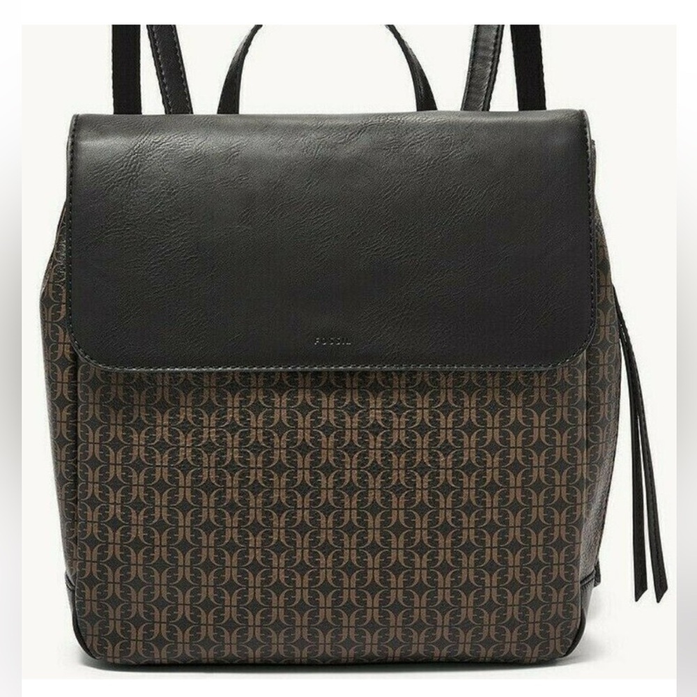 Fossil Claire Black and Brown Backpack